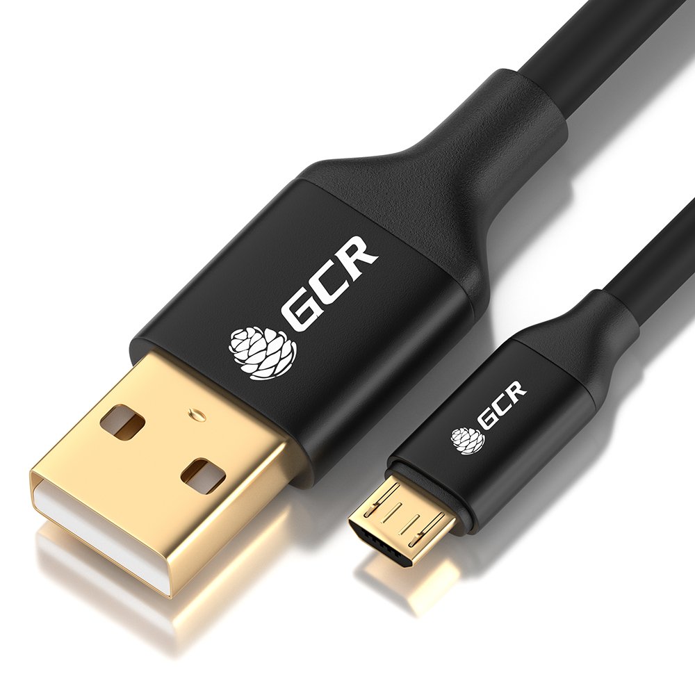 GCR Кабель 0.5m MicroUSB GOLD, быстрая зарядка, медь, черный, AL корпус, 28/22 AWG