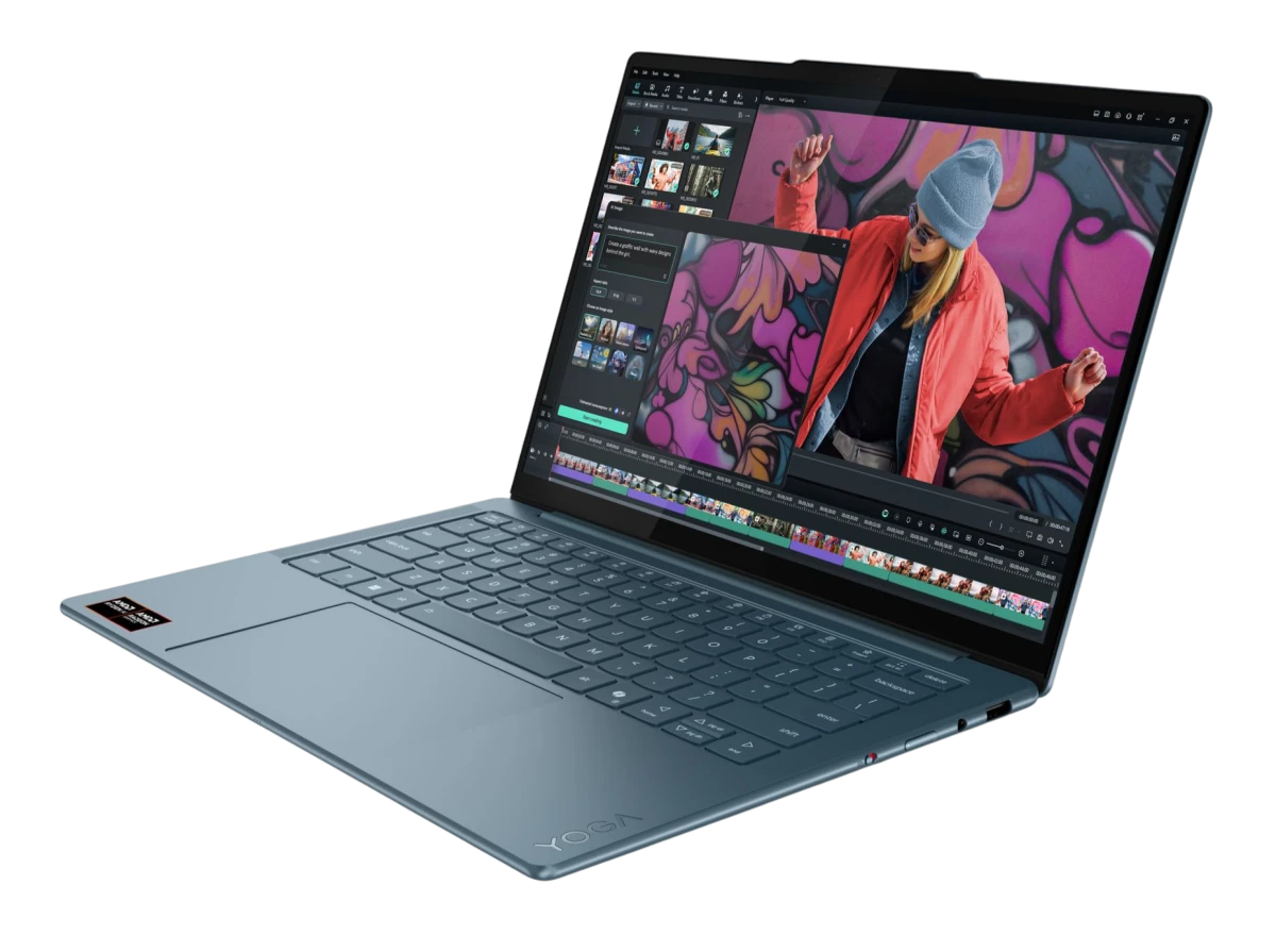 Ноутбук/ Lenovo Yoga Slim 7 14AKP10 14"(2880x1800 OLED)/AMD Ryzen AI 7  350(2Ghz)/32768Mb/1024PCISSDGb/noDVD/Int:AMD Radeon 860M/Cam/BT/WiFi/70WHr/war 1y/1.19kg/tidal teal/Win11Home + 65W, RU kbd