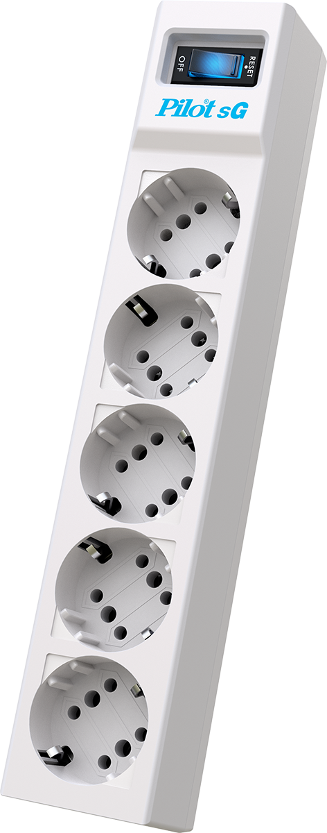 Сетевой фильтр ZIS PILOT Surge protector Pilot SG5 5 outlets (GP), 10A/2.2kVt, automatic circuit-breaker, 1.8 m