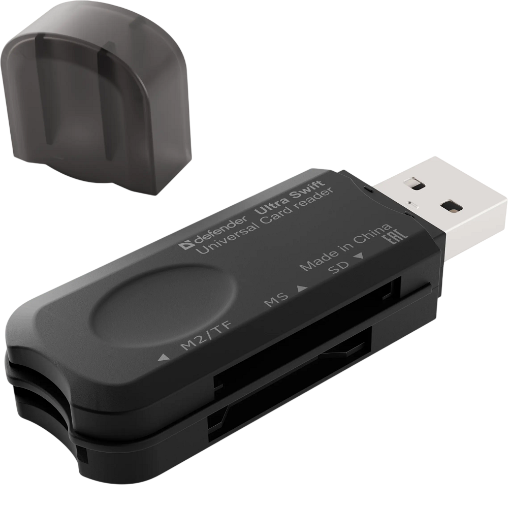 DEFENDER 83262 Универсальный картридер Ultra Swift USB 2.0, 4 слота