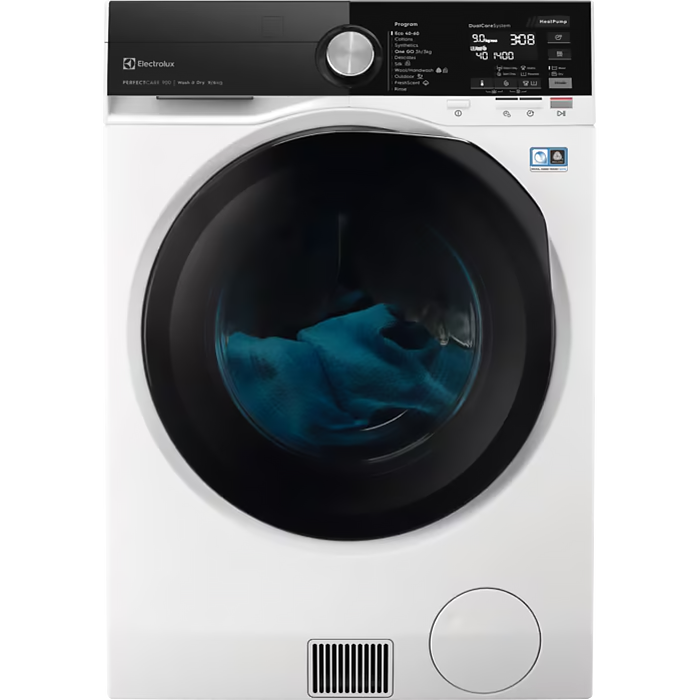 Стиральные машины с функцией сушки ELECTROLUX/ Фронтальная загрузка серия PC900, стирка 9кг / сушка 6кг, отжим 1400 об/мин, классы A-40%/A, большой ЖК дисплей, инверторный двигатель с постоянными магнитами, сушка по технологии теплового насоса Heat Pump, ворсовый фильтр, разглаживание и освежение белья при помощи пара, WIFI
