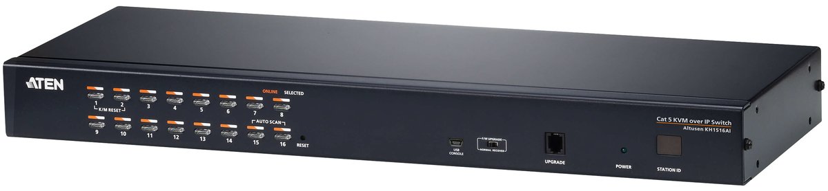 Переключатель KVM,  1 local user PS2+VGA+1 IP user => 16 cpu (PS2/USB/Sun+VGA)/RS232, без шнуров KH1516AI/KH1516AI-AX-G/ Cat 5 High-Density KVM over the NET.