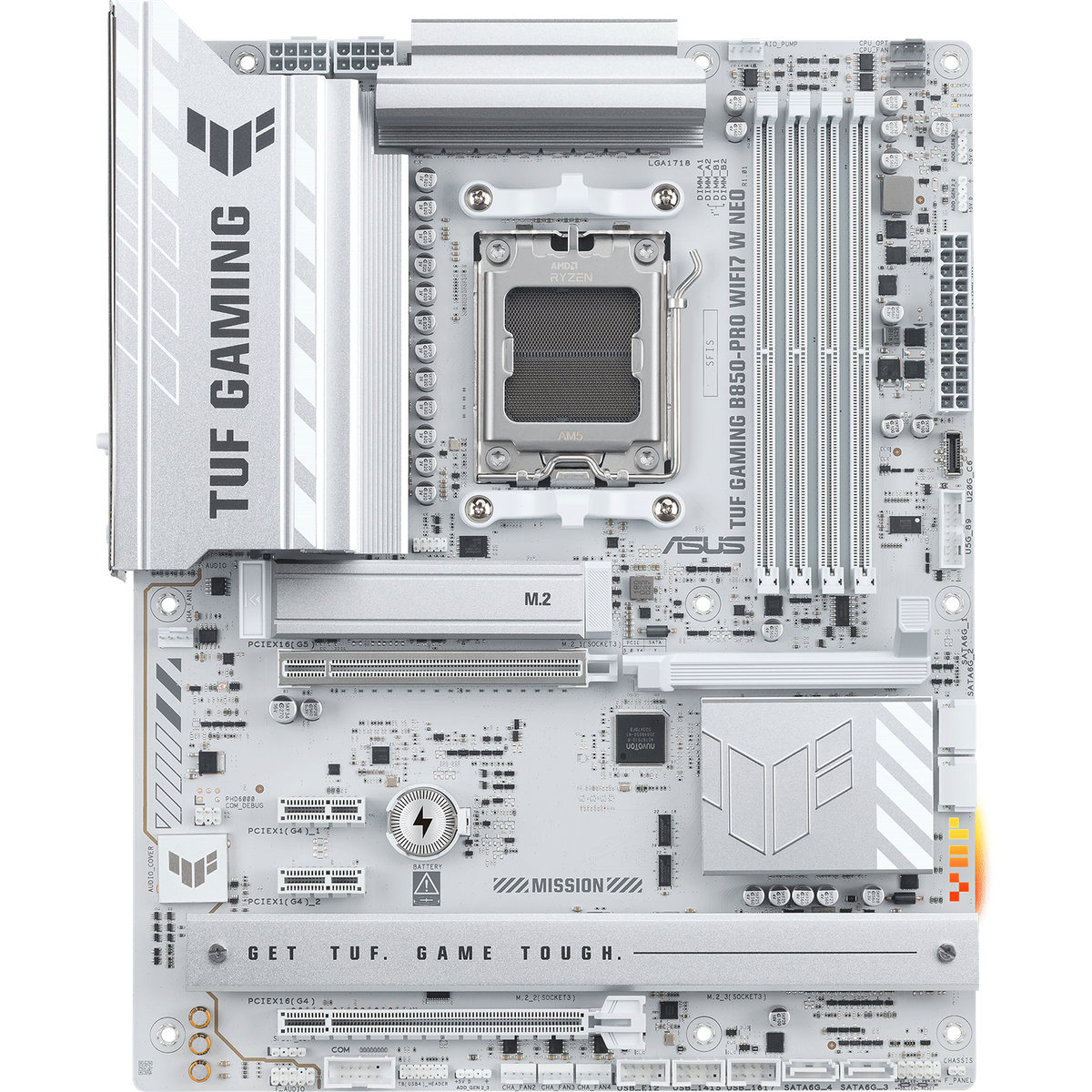 Материнская плата ASUS TUF GAMING B850-PRO WIFI7 W NEO, AM5, B850, 4*DDR5, 4*SATA, 3*M.2, 4*USB 3.2, 2*USB 2.0, Type-C, 3*PCIx16, 2*PCIx1, DP+HDMI, ATX; 90MB1NW0-M0EAY0