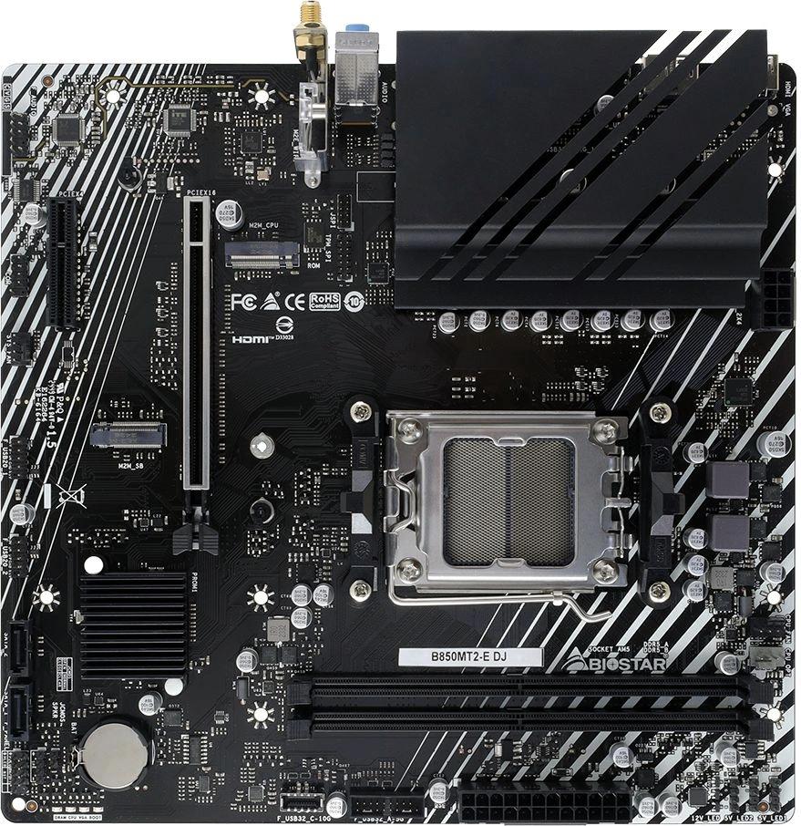 Материнская плата Biostar B850MT2-E DJ SocketAM5 AMD B850 2xDDR5 mATX AC`97 8ch(7.1) 2.5Gg RAID+HDMI+DP