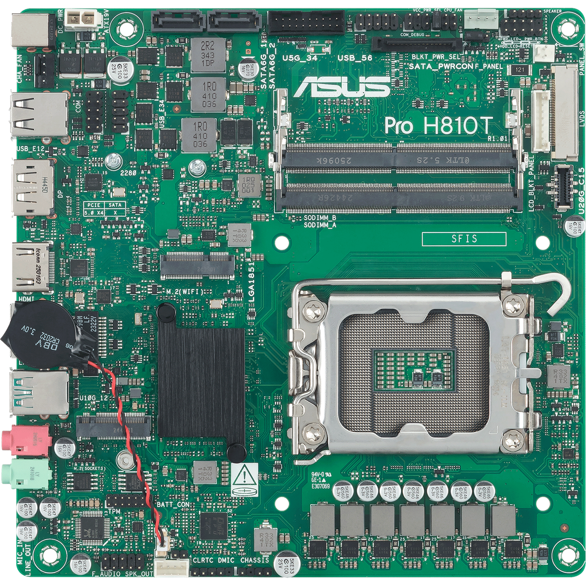 Материнская плата ASUS PRO H810T-CSM LGA1851 mini-ITX 2xDDR5 M.2 DP HDMI GLAN (90MB1LGM-M0EAYC)