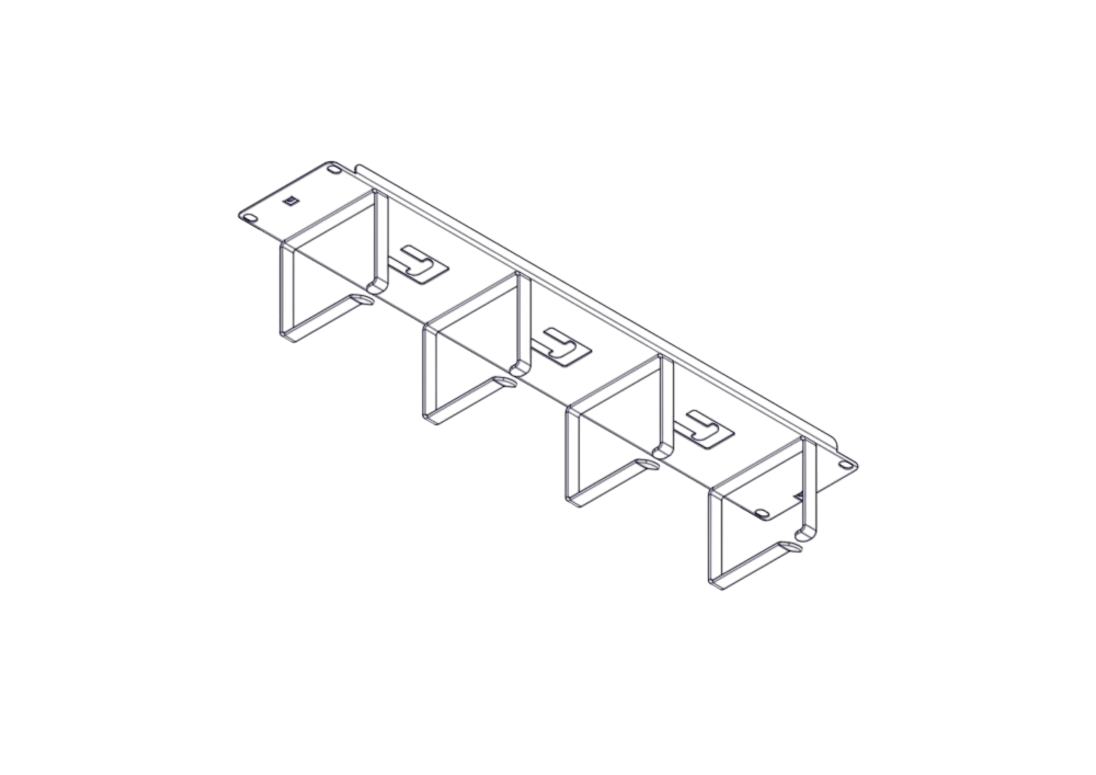 Horizontal Cable Organizer Uniprom Series, 2U, Steel Rings