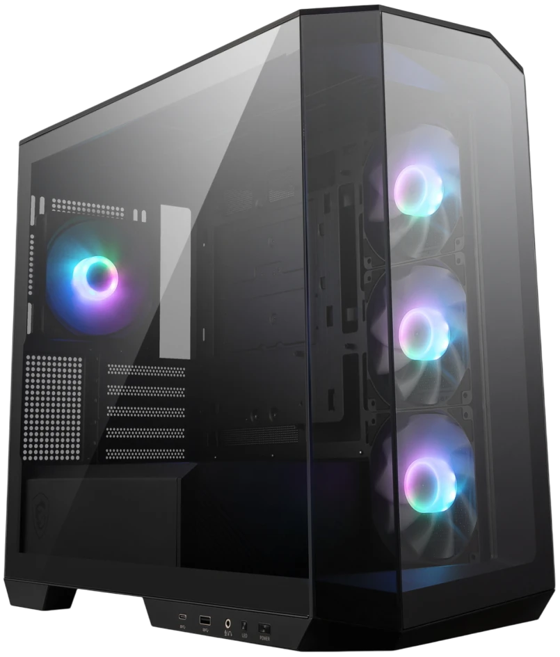 Компьютерный корпус без блока питания Case MSI MAG PANO M100R PZ, Mini-Tower, TG, 4x120мм ARGB, 1xUSB 3.2, 1xUSB 3.2 Type-C, mATX, mITX черный