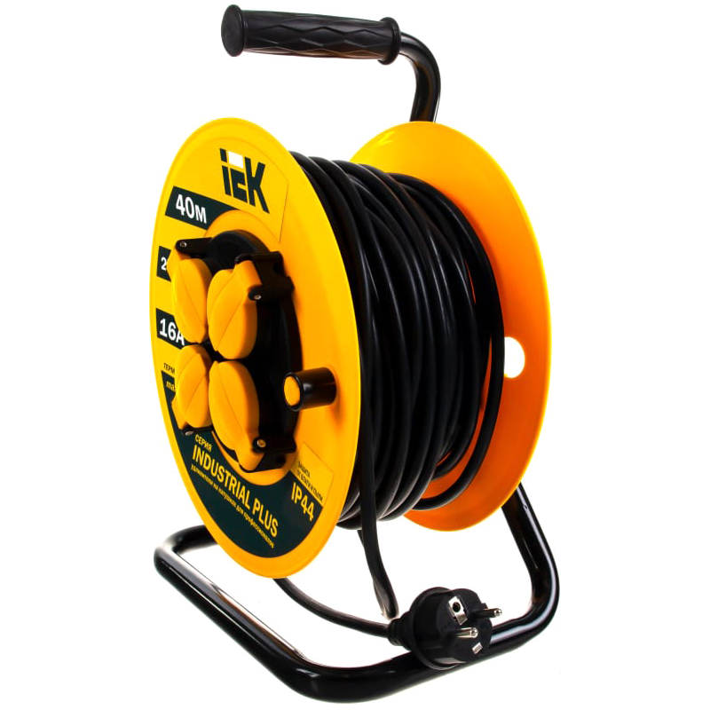 Катушка УК40 с т/з 4 места 2P+PE/40метров 3х1,5мм2 IP44 "Industrial plus"