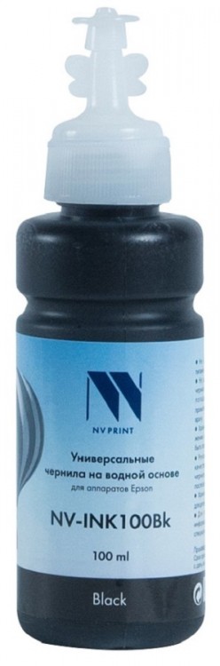 NV Print Чернила NV-INK100Bk универсальные на водной основе для аппаратов Canon/Epson/НР/Lexmark (100ml), чёрный