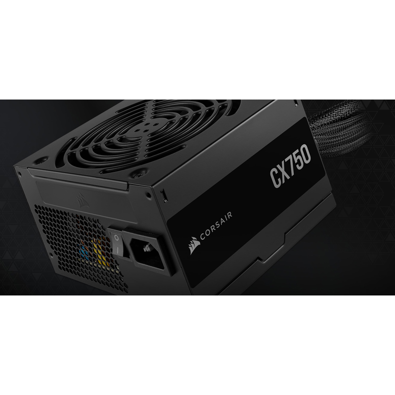 Блоки питания/ Power Supply Corsair CX750, Model RPS0146, 750W 80+ Bronze (ATX, 2.31, Non-modular, 1x24(20+4)pin, 1xCPU 8(4+4)pin, 2xPCIe*2 8(6+2)pin, 3xSATA3, 2xMOLEX4pin, Active, 120x120mm, 150x120x86mm, APFC, Power cable-EU, black)