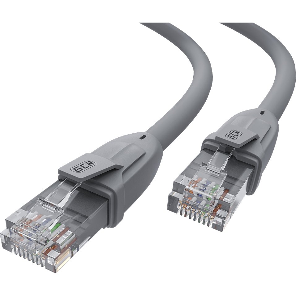 GCR Патч-корд прямой 30.0m UTP кат.6А, серый, 24 AWG, литой, ethernet high speed, RJ45, T568B