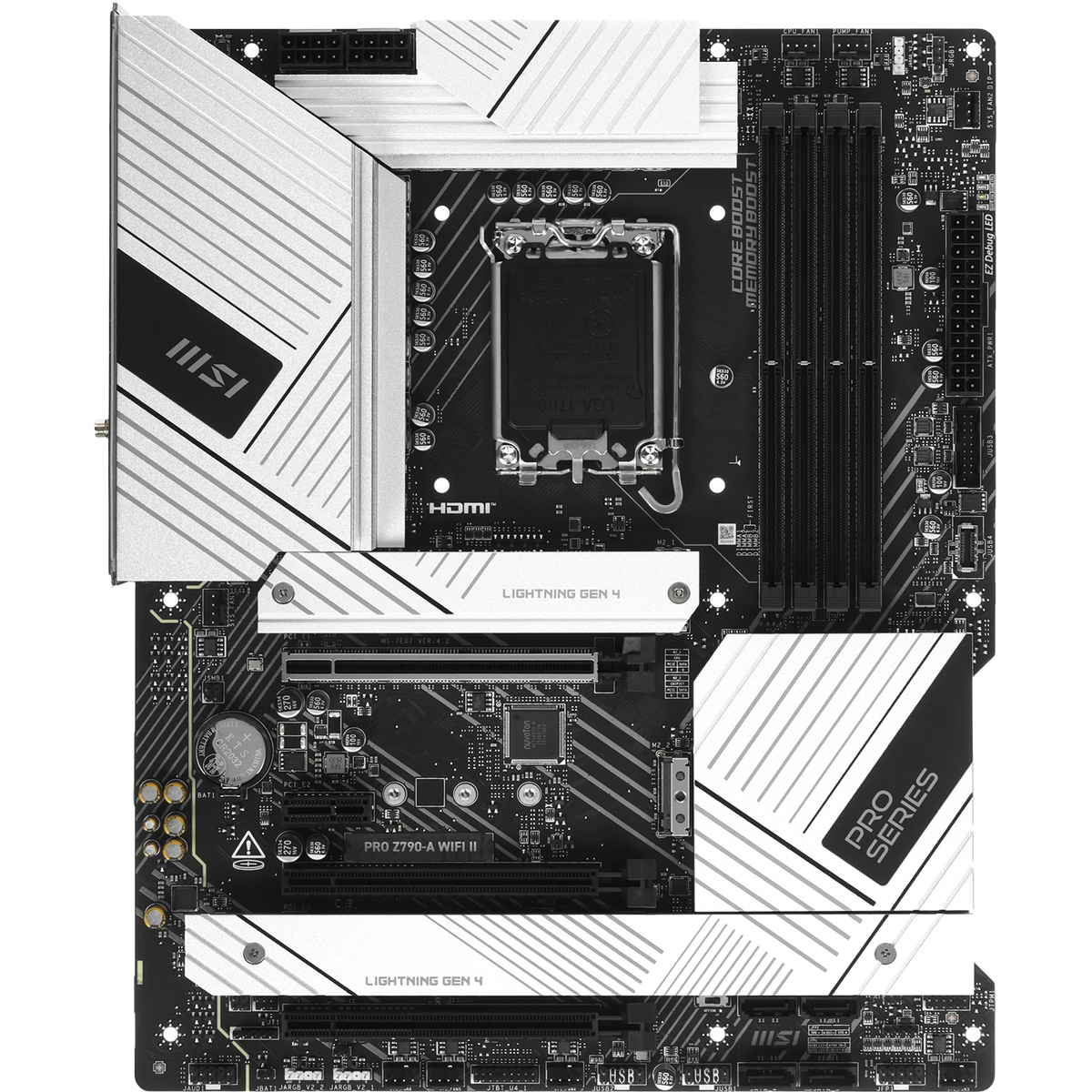 Материнская плата MSI PRO Z790-A WIFI II Soc-1700 Intel Z790 4xDDR5 ATX AC`97 8ch(7.1) 2.5Gg RAID+HDMI+DP
