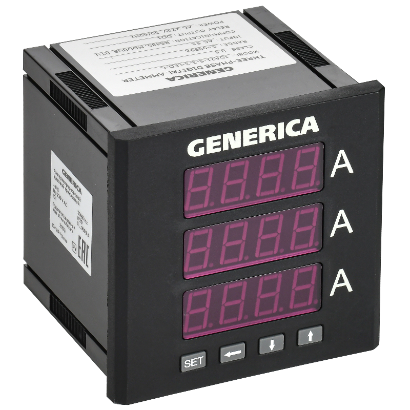 Амперметр цифр. щит. 3-ф. DO RS-485 96х96 LED GENERICA
