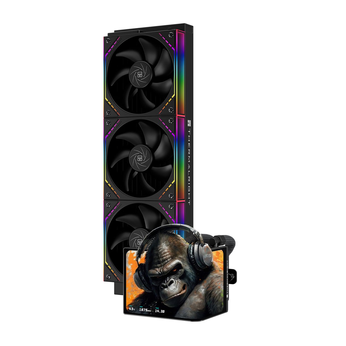 Система жидкостного охлаждения/ Water Cooling System Thermalright Levita Vision 360 (360mm, LED, Black, ARGB/ Fans: 3x120mm, 68.9CFM, 28.2dBA, 2000RPM/ Pump height 98mm, 3000RPM, Rad thickness 27mm/ S: 1700, 1200, 1851, 115X, 2011, 2066, AM5, AM4)