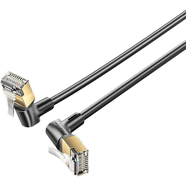 Патч-корд Vention прямой STP cat.8, RJ45 угол 360 - 5м. Черный