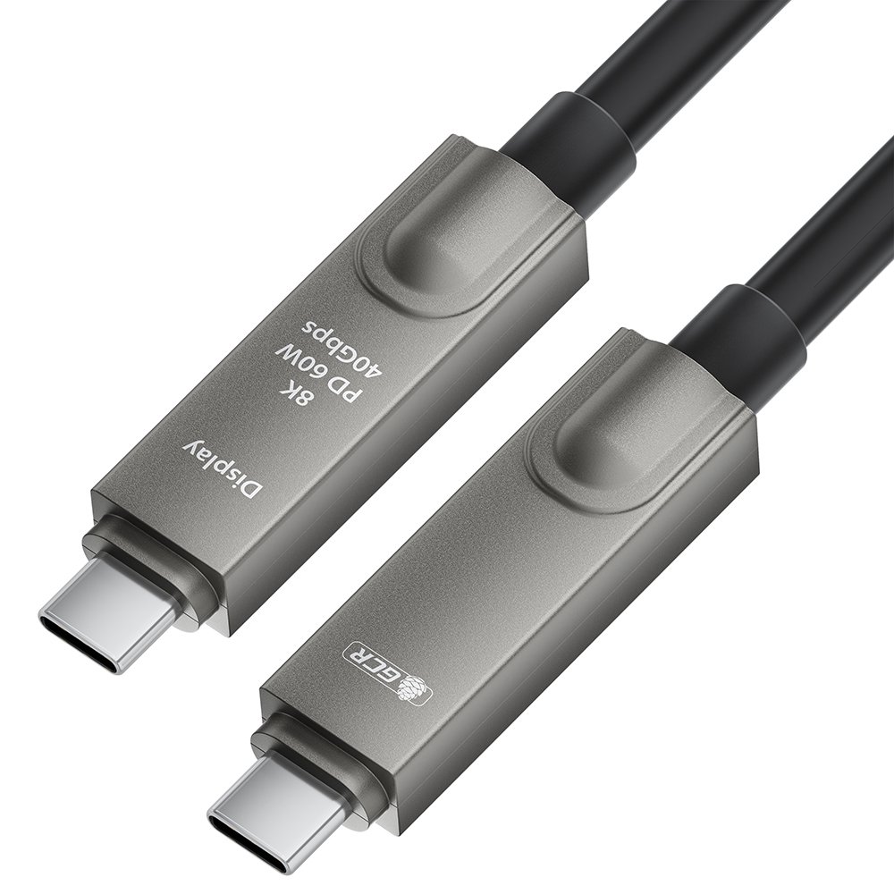 GCR PRO Кабель AOC Type-C 15.0m оптический 8K60Hz, 40Gbps, PD 60W, M/M, черный