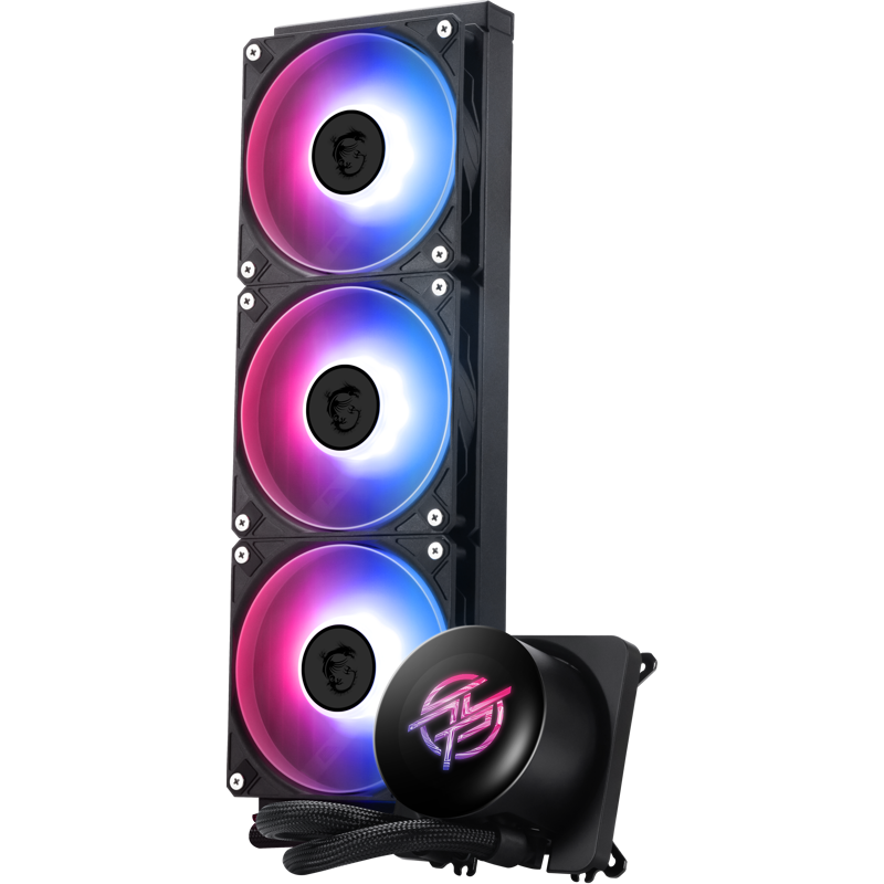 Система жидкостного охлаждения/ Water Cooling System MSI MPG CORELIQUID P13 360 (300W, 360мм, LED, Black, ARGB/ Fans: 3x120мм, 64.89CFM, 2050RPM/ Pump 20dBA, 3400RPM, Rad thickness 27мм/ S: 1851, 1700, AM5, AM4)