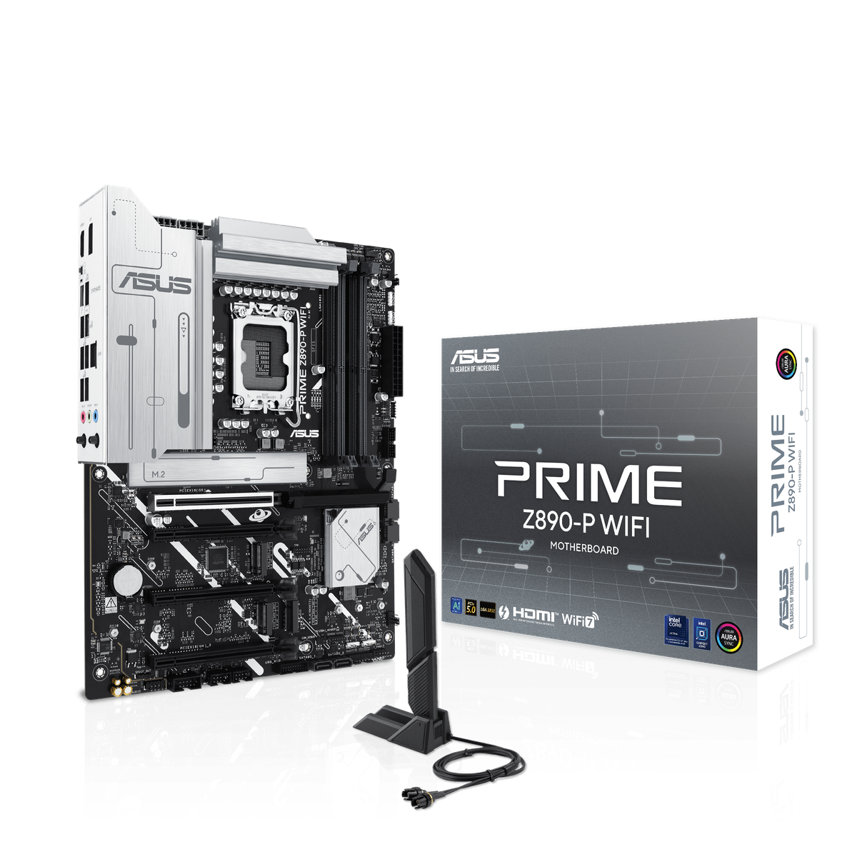 Материнская плата ASUS PRIME Z890-P WIFI, LGA 1851, Intel Z890, 4xDDR5, 4xSATA, 4xM.2, 1xPCIe 5.0 x16, 2xPCIe 4.0 x4, 1xPCIe 4.0 x1, 1xHDMI, 1xDP, 1xUSB-C (видеовыход), 2xUSB-A 3.2 Gen 1, 1xUSB-A 3.2 Gen 2, 4xUSB-A 2.0, 1xUSB-C Thunderbolt 4, 1x 2.5Gb LAN, 3x3.5 мм, 7.1, ATX