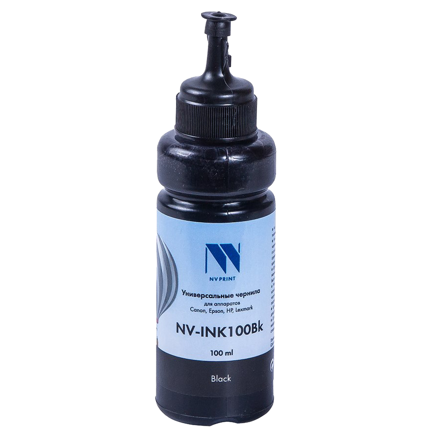 Чернила совместимые NVPrint NV-INK100U черный универсальные на водной основе для аппартов Сanon/Epson/НР/Lexmark (100 ml) (Китай)
