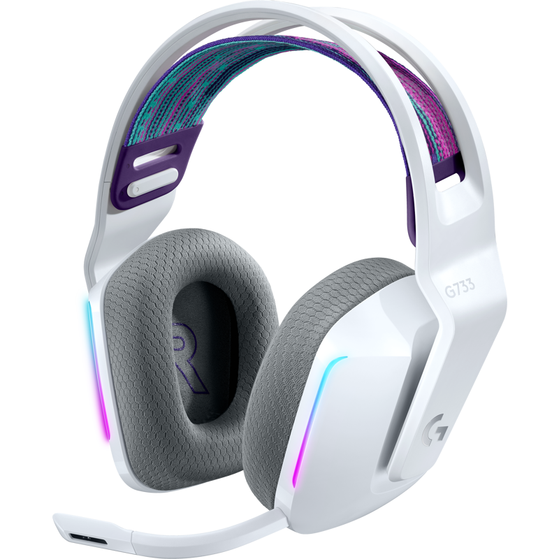 Гарнитура Logitech G733 Lightspeed Wireless RGB Gaming белый, беспроводная, радиоканал, до 29 ч, подсветка