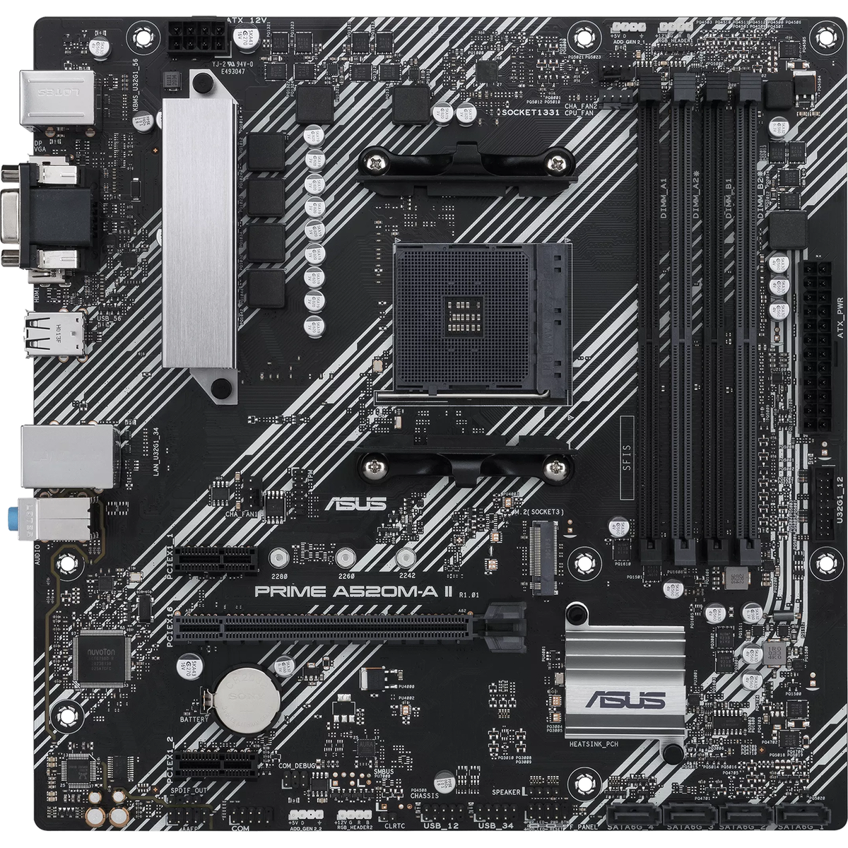 Материнская плата ASUS PRIME A520M-A II/CSM AM4 mATX 4xDDR4 PCIEx16 2xPCIEx1 M.2 DP HDMI VGA GLAN (90MB17H0-M0EAYC)