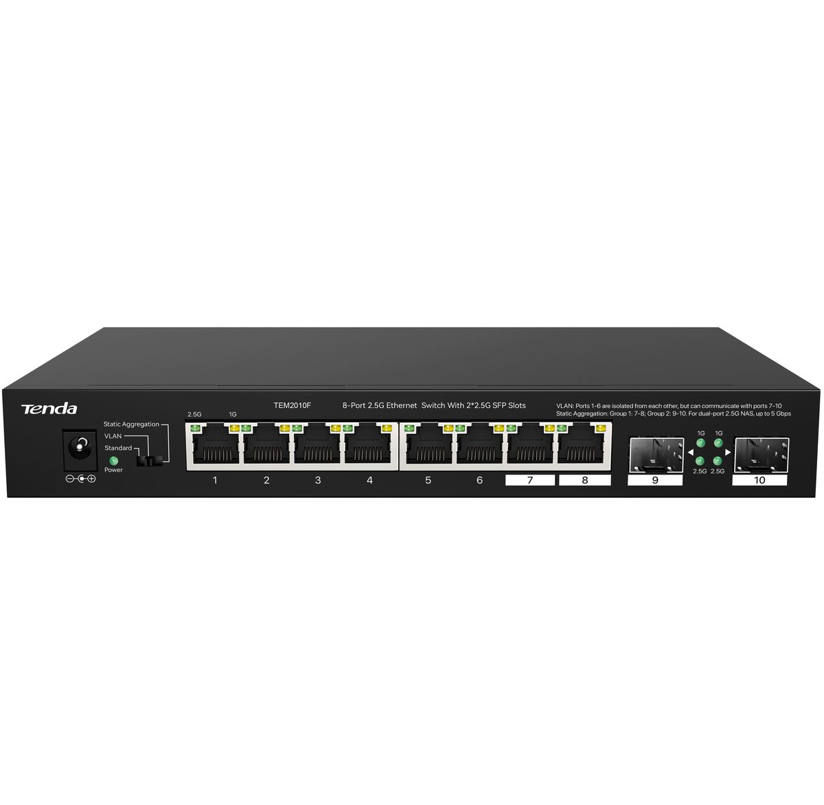 Коммутатор Tenda TEM2010F, 8×2.5GbE, 2×2.5G SFP, неуправляемый