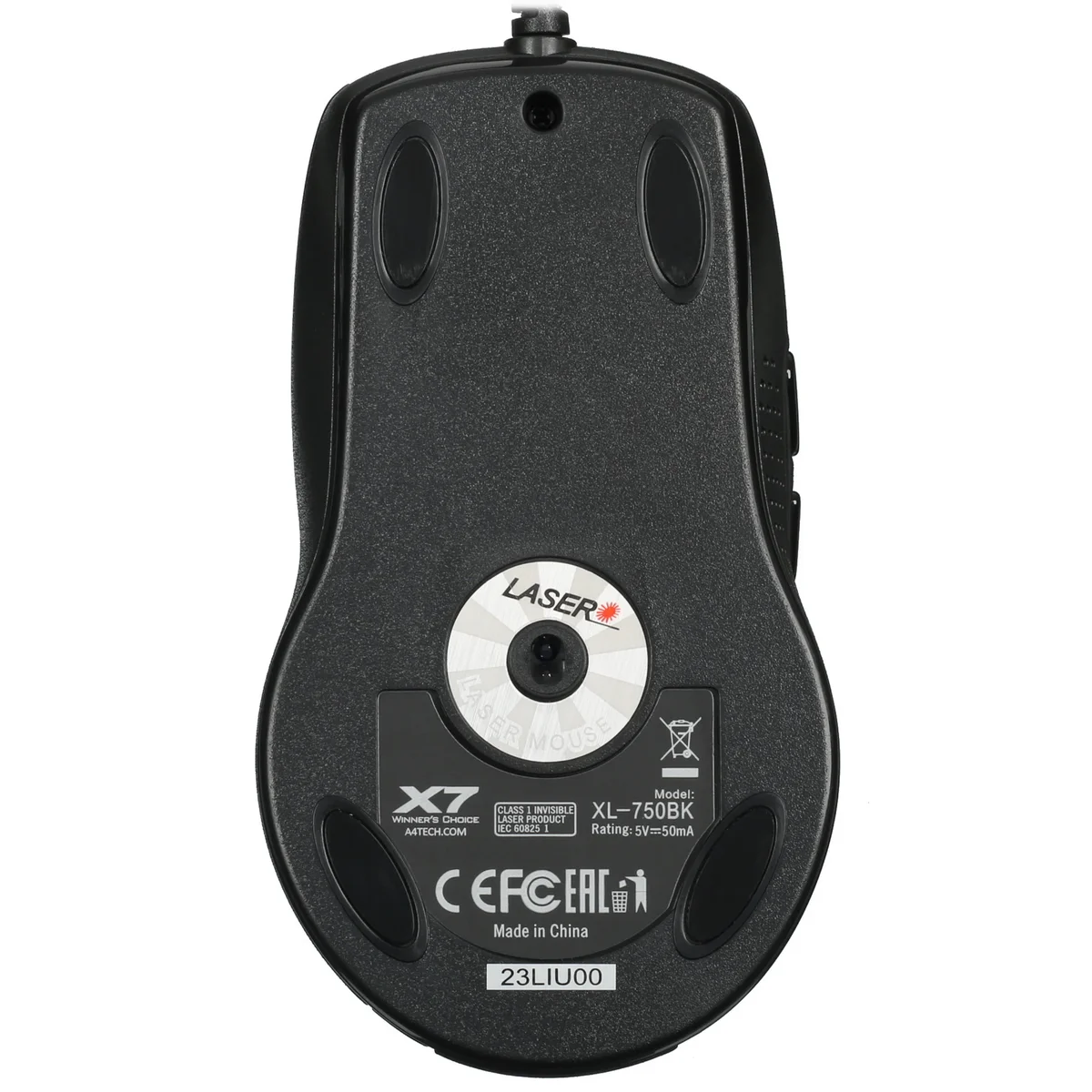Мышь A4Tech XL-750BK черный лазер. 3600dpi USB2.0 6but (XL-750BK USB)