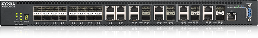 ZYXEL XS3800-28-ZZ0101F L2+ коммутатор Zyxel XS3800-28, 4xRJ-45: 1/2,5/5/10G, 8xCombo (SFP: 1/10G, RJ-45: 1/2,5/5/10G), 16xSFP+, 2 источника питания AC
