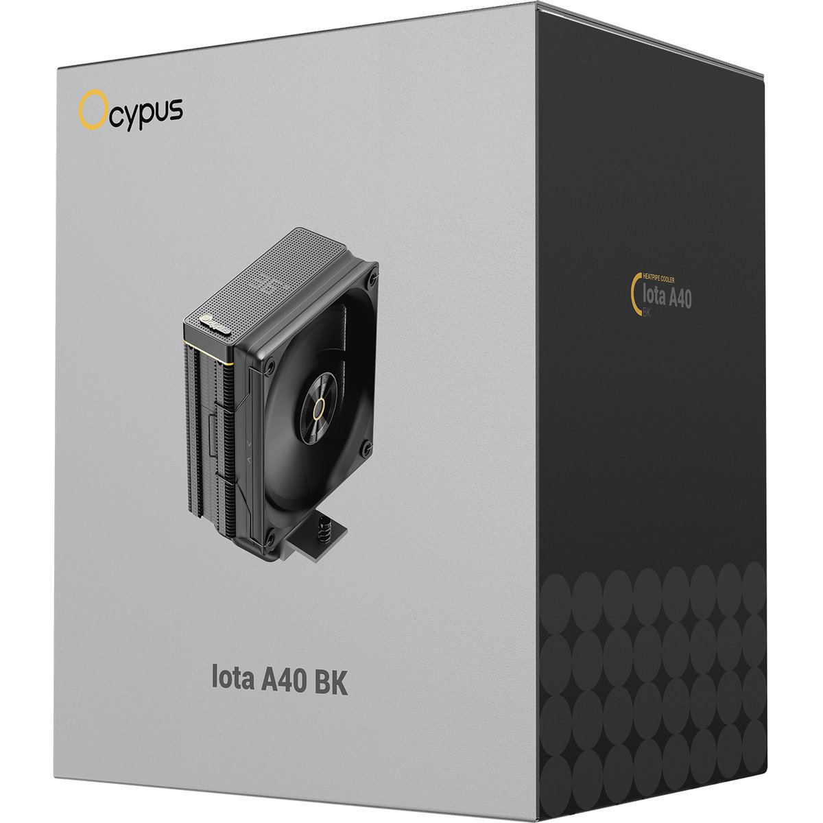 Кулер для процессора/ CPU Cooler Ocypus Iota A40 BK (220W, 4-pin PWM, LED temp., 156.7mm, Al/Cu, 4x6mm, 1x120mm, 77CFM, 29dBA, 2000RPM, S: 1851/1700/1200/115X, AM5/AM4, black)
