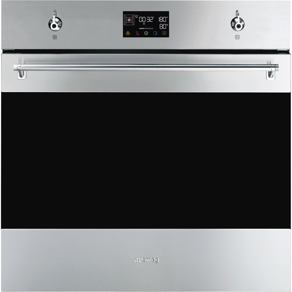 Встраиваемый духовой шкаф SMEG/ 60 см, Classica, 12 функций приготовления, Пиролиз, Обработка против отпечатков пальцев, Нержавеющая сталь