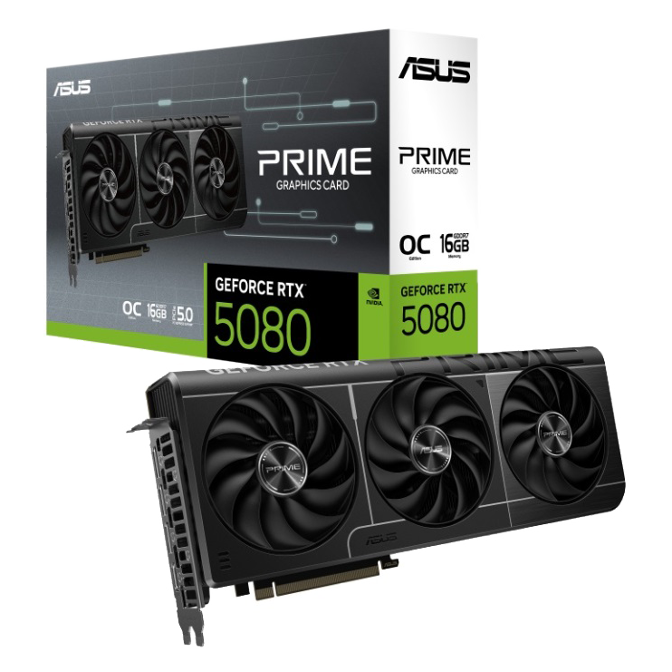 90YV0LX0-M0NA00 Видеокарта ASUS RTX5080 PRIME OC 16GB GDDR7 256bit 3xDP HDMI 3FAN RTL [PRIME-RTX5080-O16G]