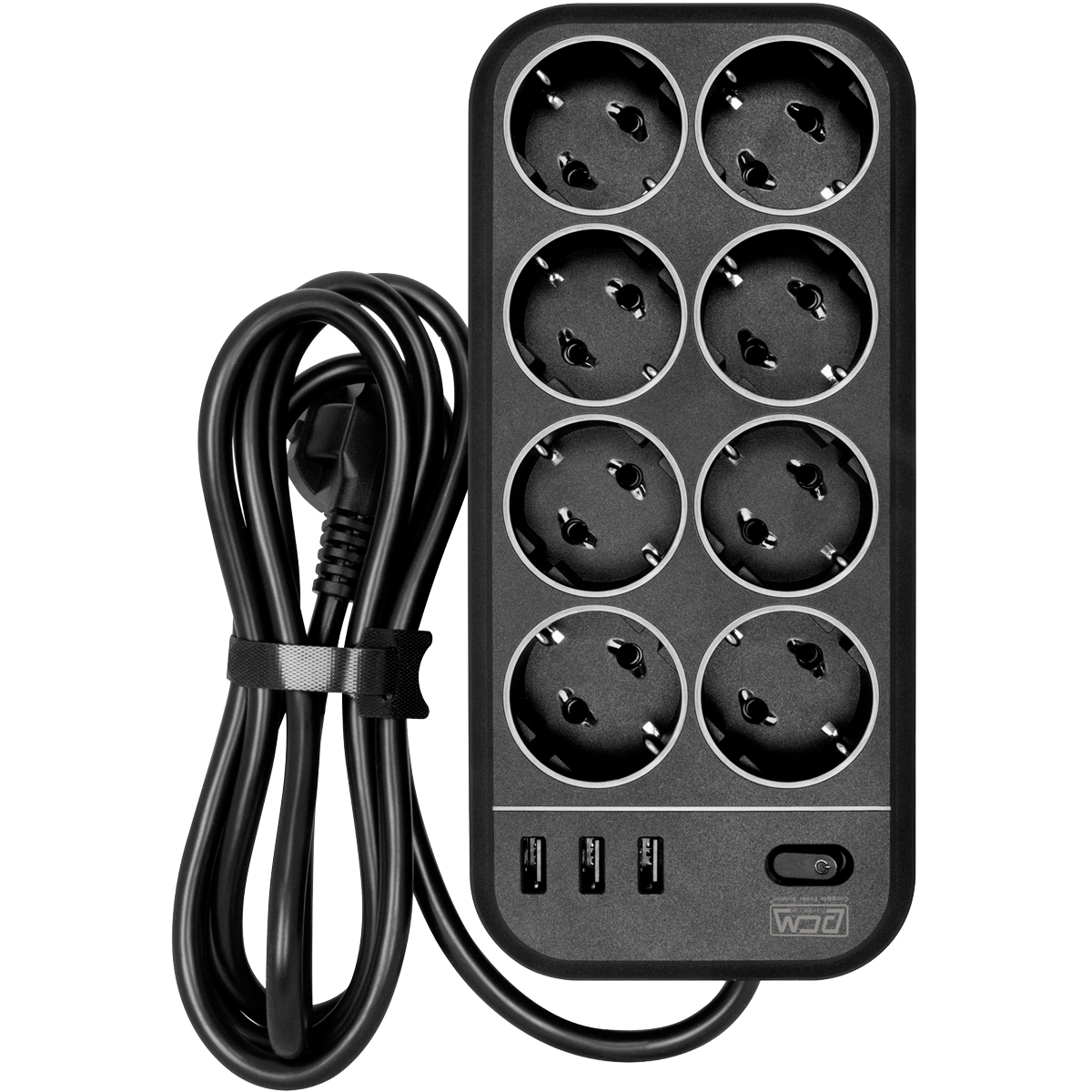 Фильтр-удлинитель PowerCom SP-08 USB03AB 1.8M, 8 розеток, черный, 16А, 4кВт, 175Дж, 3*USB, защитные шторки, защита от КЗ, перегрузки, ВЧ и импульсных помех, кабель 3x1 мм2, ШхГхВ 230х105х45 мм, вес 0.55 кг./ Surge protector PowerCom SP-08 USB03AB 1.8M, 8 sockets, black, 16A, 4kW, 175J, 3*USB, protective curtains, protection against short circuit, overload, RF and impulse noise, cable 3x1 mm2, WxDxH 230x105x45 mm, weight 0.55 kg.