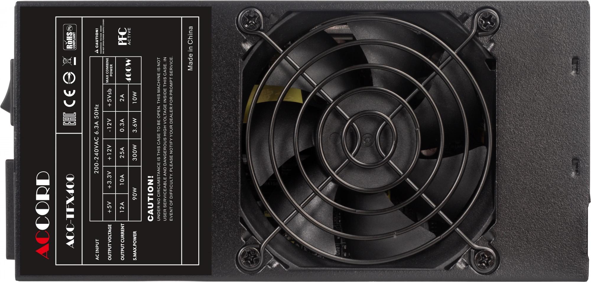Блок питания Accord TFX 400W ACC-TFX400 (20+4pin) APFC 80mm fan 3xSATA RTL [ACC-TFX400]