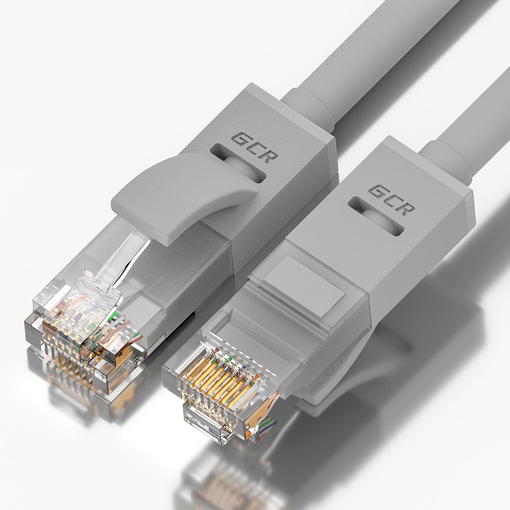 GCR Патч-корд прямой 1.5m UTP кат.5e, серый, 24 AWG, литой, ethernet high speed 1 Гбит/с, RJ45, T568B