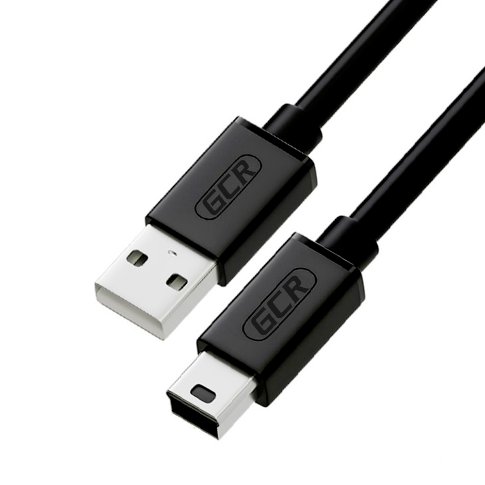 GCR Кабель 5.0m USB 2.0, AM/mini, черный, 28/24 AWG, медь, морозостойкий