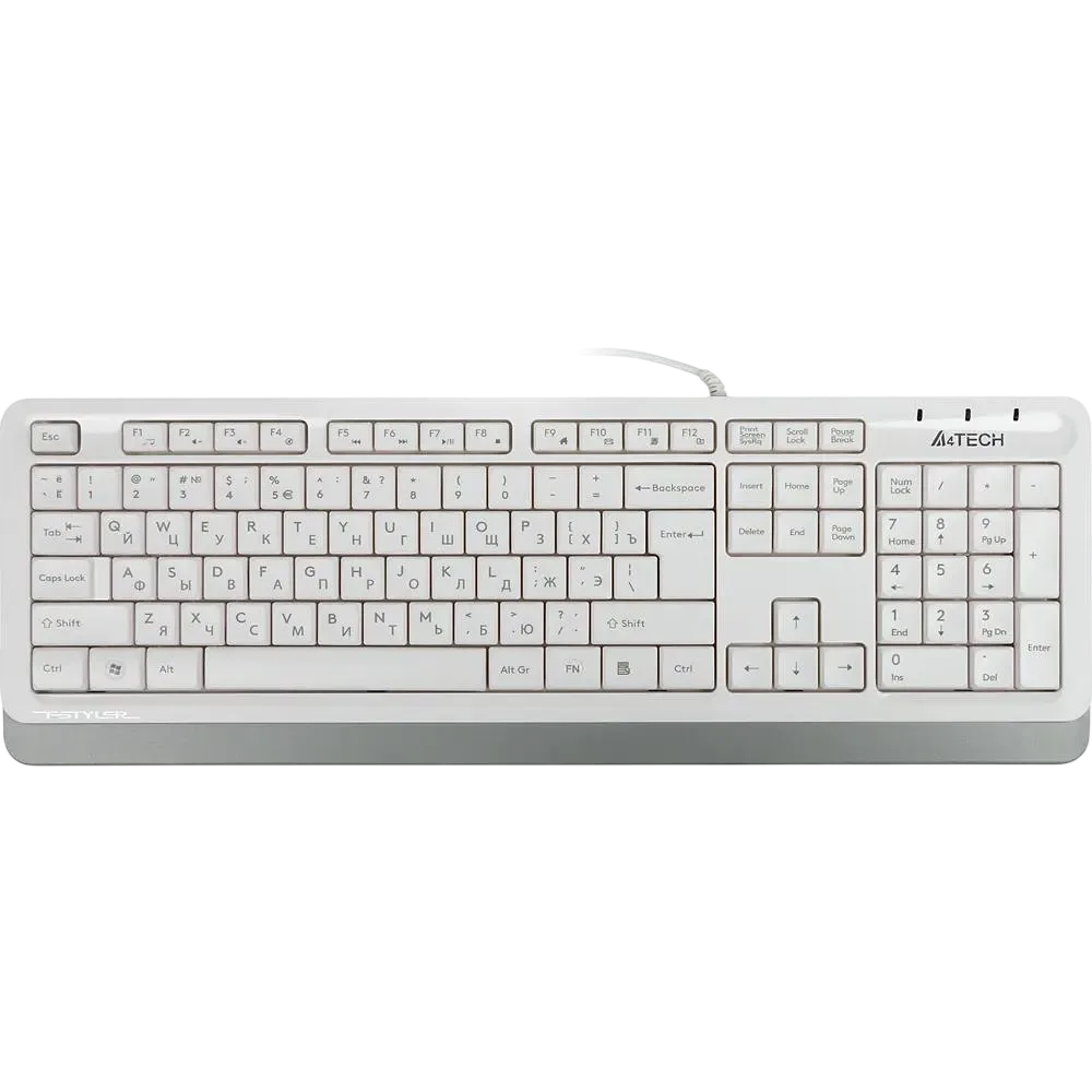Клавиатура A4Tech FK10 белый/серый USB (FK10 WHITE) каб.:1.5м