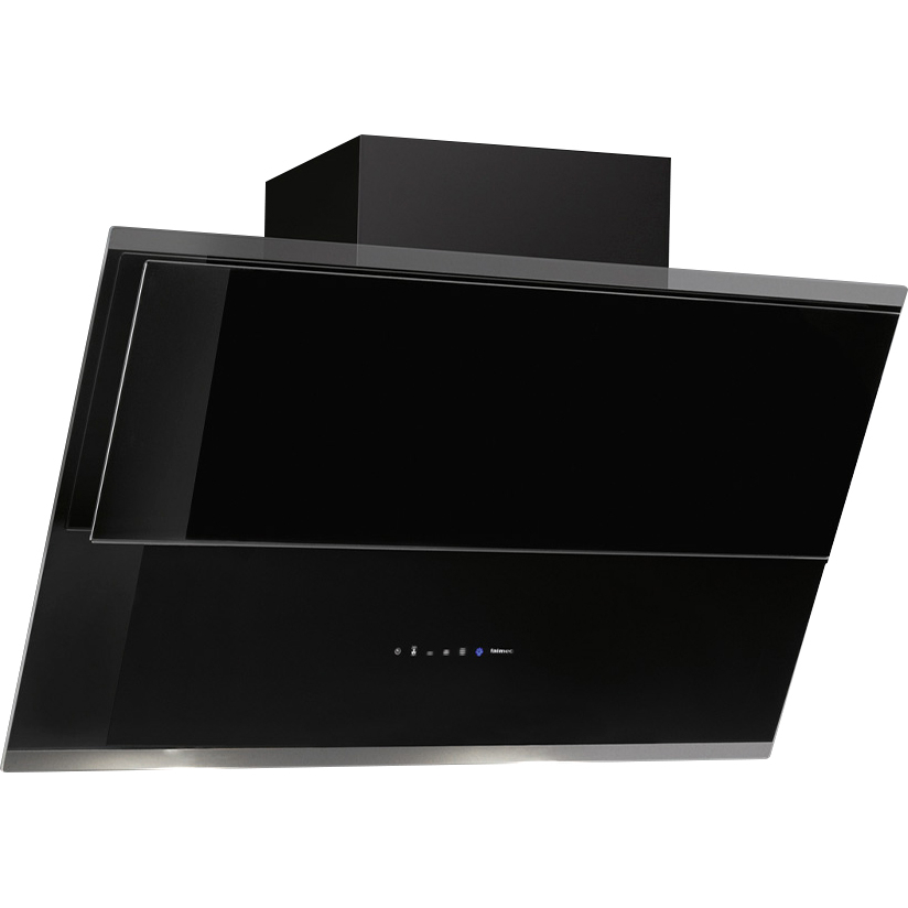 Вытяжка FALMEC VERSO NRS 85 BLACK, серия Silence - NRS, 85 см, наклонная, электронное/сенсорное управление, светодиодное освещение, периметральное всасывание, технология бесшумной работы NRS, 37 дБ, 3 скорости, отвод/циркуляция, интенсивный режим, режим 24 часа, макс. производительность 1280 м3/ч, угольный фильтр (опция), энергоэффективность В, цвет черный/черное стекло