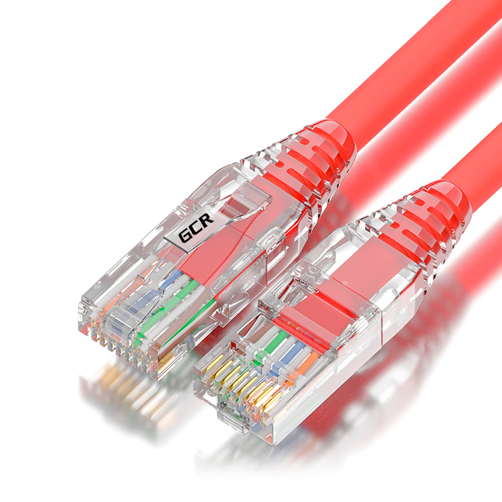 GCR Патч-корд 0.3m UTP кат.6А, красный, коннектор ABS, 24 AWG, ethernet high speed 10 Гбит/с, RJ45, T568B