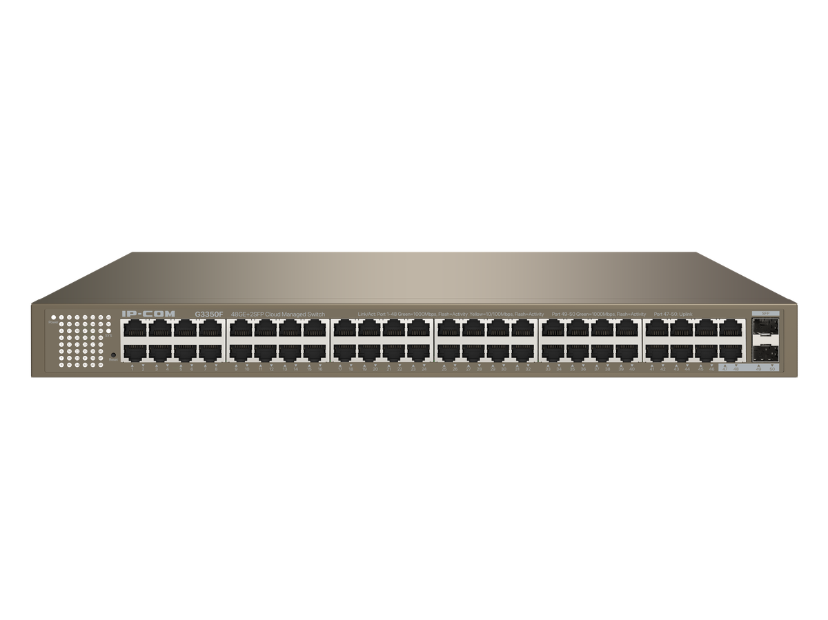 G3350F - Коммутатор IP-COM G3350F (L2+, 48 x 1Gbit, 2 x 1Gbit SFP, 19")