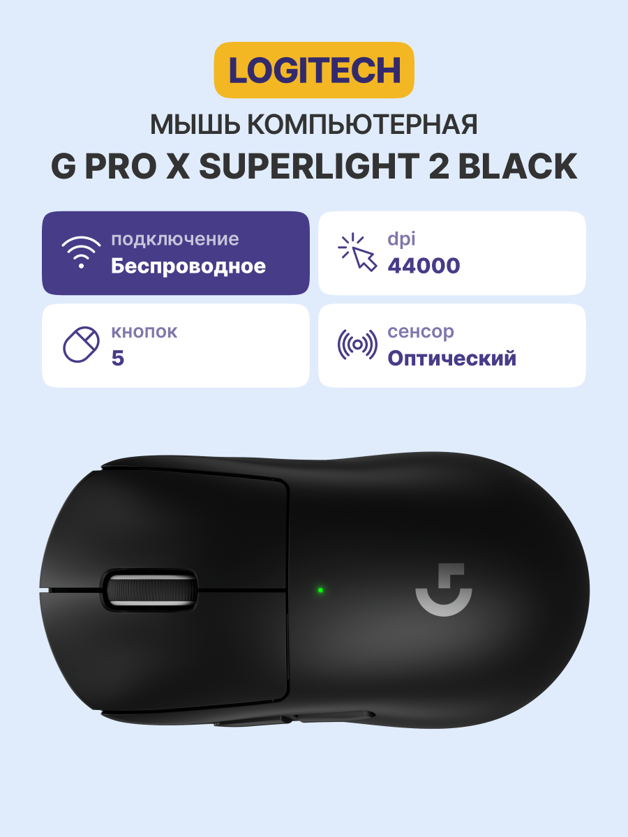 Мышь/ Logitech Mouse G PRO X Superlight 2 Wireless Gaming Black Retail