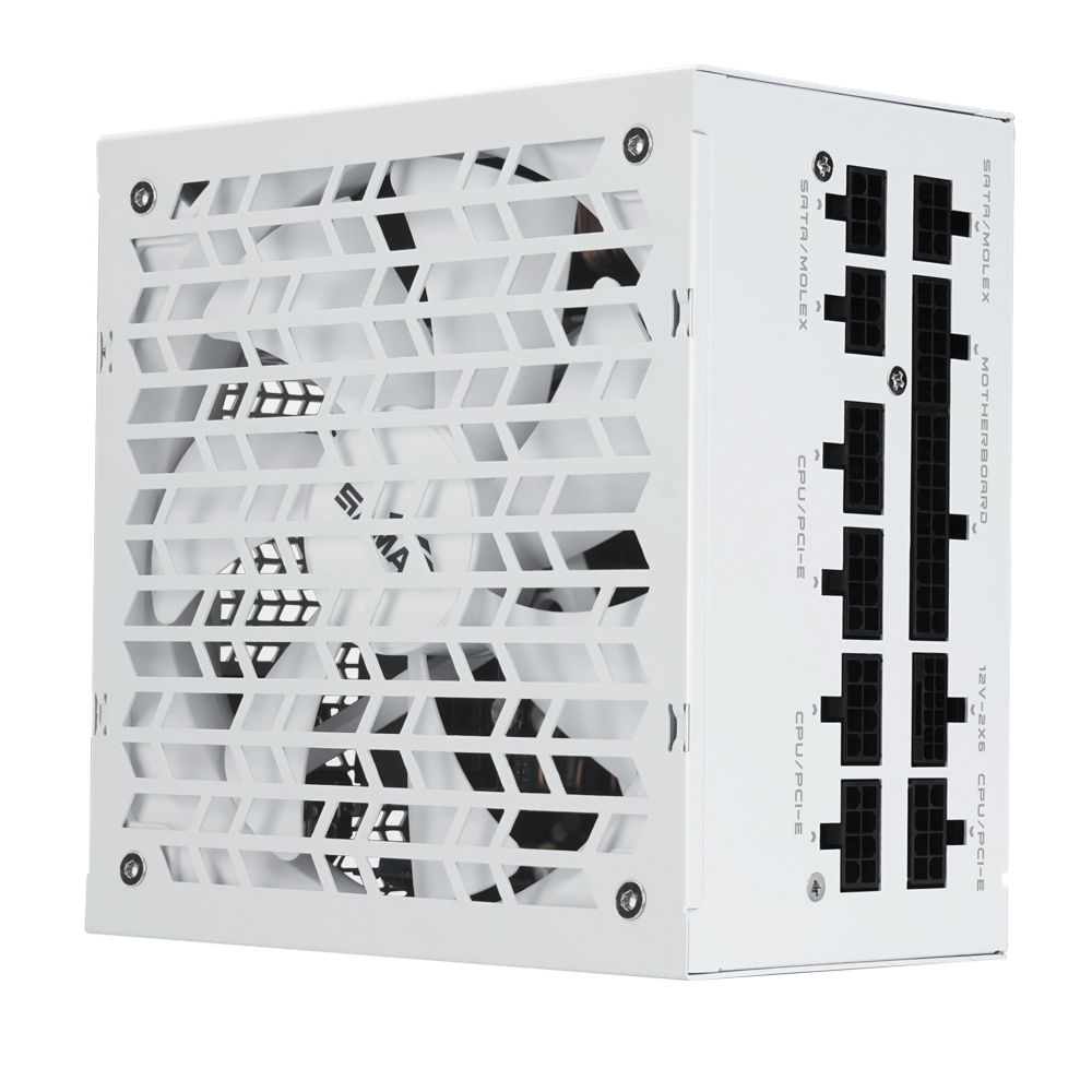 Блоки питания/ Power Supply SAMA G750 White (HAT-750yzB1G), 750W 80+ Gold (ATX, 3.1, PCIe 5.0, Full modular, 1x24(20+4)pin mesh 550mm, 2xCPU 8(4+4)pin 600mm+150mm, 2xPCIe*2 8(6+2)pin 550+150mm, 1x12VHPWR PCIe 5.1 12+4pin 600W 600mm, 3xSATA*3 450+150+150mm, 1xMOLEX4pin*3 450mm , Active, 140x140mm, 150x150x86mm, APFC, OVP, UVP, SCP, OCP, OTP, OPP, SIP, white)