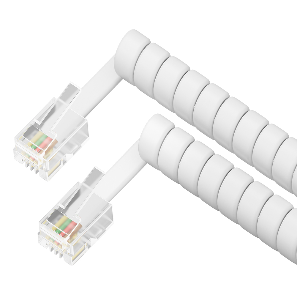 GCR Телефонный шнур витой для трубки 3.0m, RJ9 4P4C (джек), медь, белый