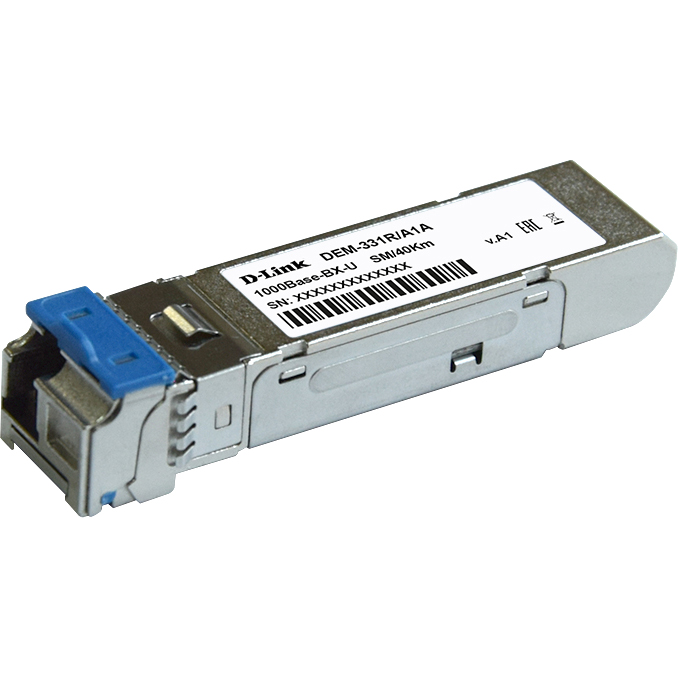 D-Link 331R/40KM/B1A WDM SFP-трансивер с 1 портом 1000Base-BX-U (Tx:1310 нм, Rx:1550 нм) для одномодового оптического кабеля (до 40 км, разъем Simplex LC)