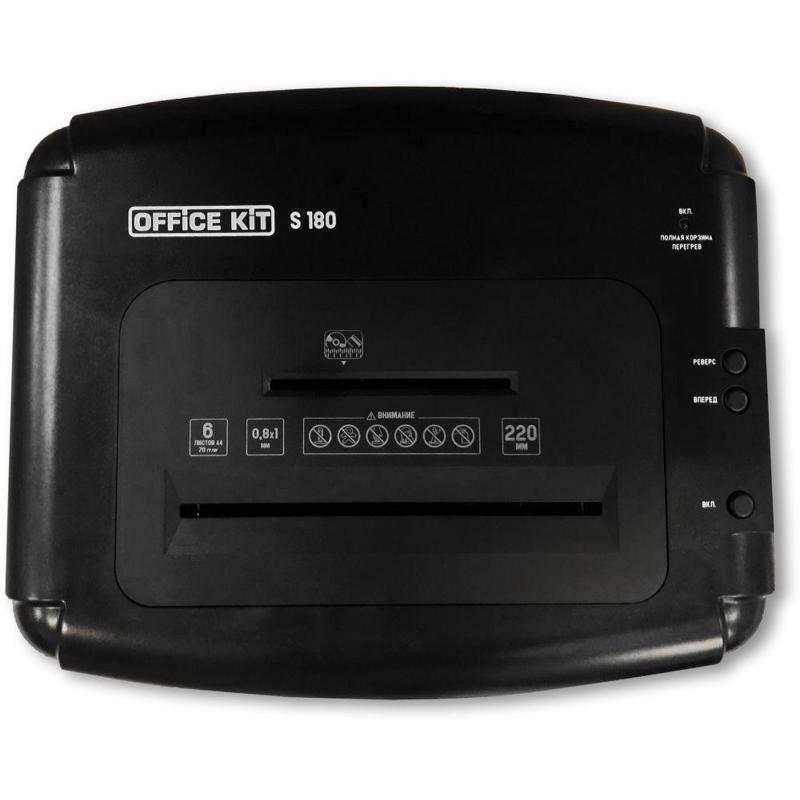 Шредер Office Kit S180 (0,8х1) (секр.P-7) фрагменты 5 лист. 32 л, пл.карты/CD