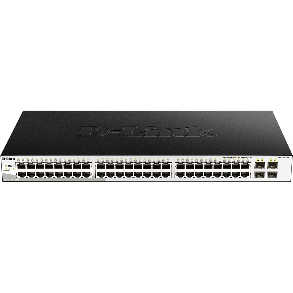 Коммутатор D-Link Управляемый L2 коммутатор, 48x1000Base-T, 4x1000Base-X SFP, защита от статического электричества до 6 кВ, CLI, консольный порт RJ-45, RPS, поддержка Dying Gasp, мониторинг статуса питания комму