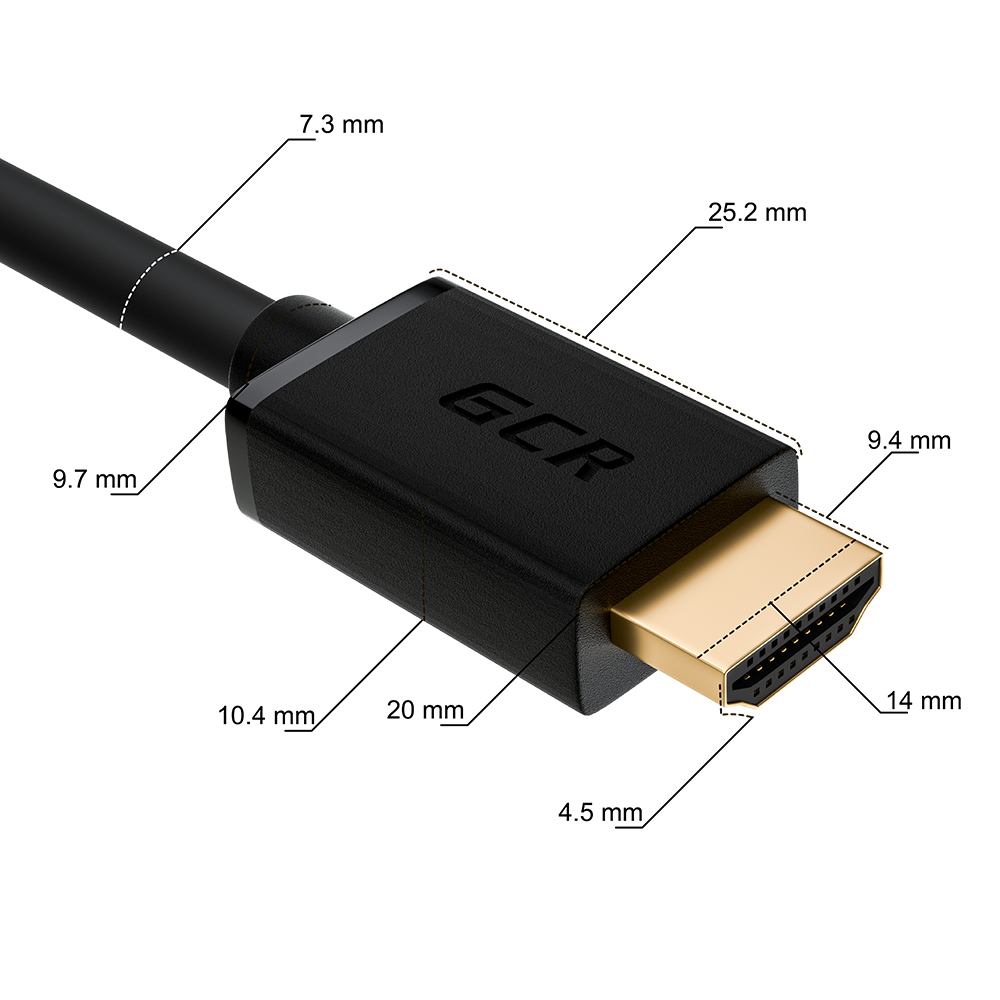 GCR Кабель синхронизации 5.0m HDMI 2.0, XLPE, Outdoor, Ultra HD 4K 60Hz, HDR 4:4:4, 18 Гбит/с, AUDIO, черный, медь, 3 Х экран с армированием