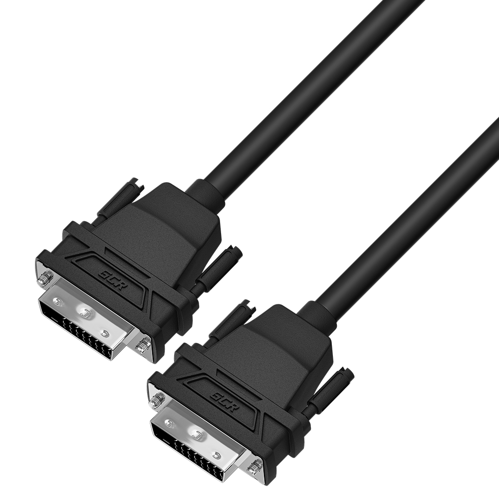 GCR PRO Кабель 1.8m DVI-D, черный, OD 8.5mm, 28 AWG, DVI/DVI, 25M/25M, медь, двойной экран
