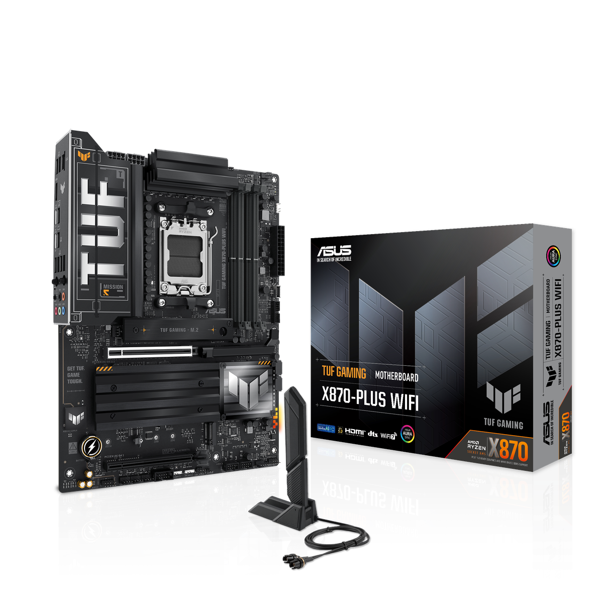 Материнская плата ASUS TUF GAMING X870-PLUS WIFI, AM5, AMD X870, 4xDDR5, 2xSATA, 4xM.2, 1xPCIe 5.0 x16, 1xPCIe 4.0 x4, 1xHDMI, 1xUSB-C 3.2 Gen 2, 1xUSB-C 3.2 Gen 2x2, 2xUSB-C 4.0, 1x 2.5Gb LAN, 1xUSB-A 2.0, 3xUSB-A 3.2 Gen 2, 4xUSB-A 3.2 Gen 1, 5x3.5 мм, Wi-Fi 7, ATX