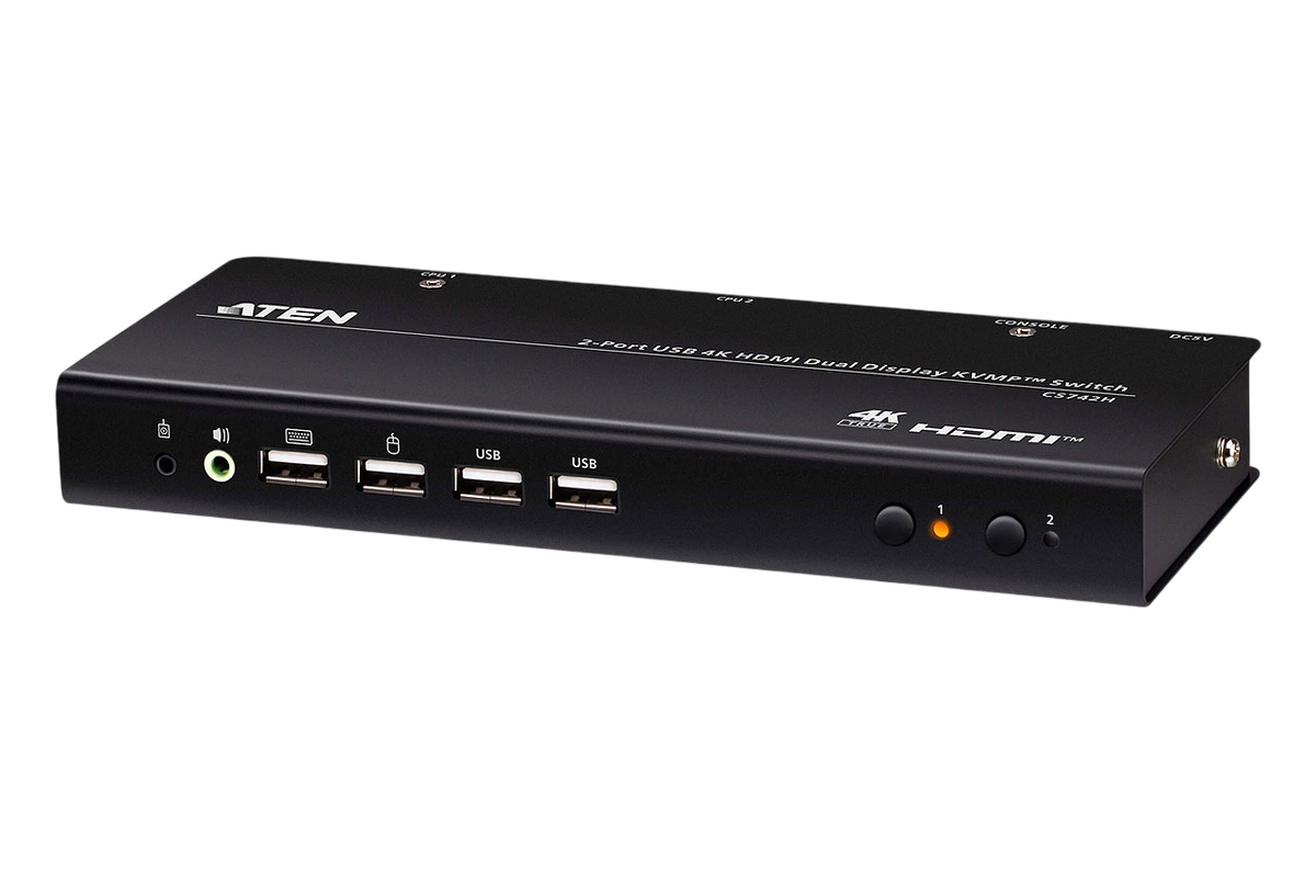 2-х портовый KVM-коммутатор с поддержкой двух дислплев , USB 4 K, HDIM/ 2-Port USB 4K HDMI Dual-Display KVMP™ Switch (Cables included)