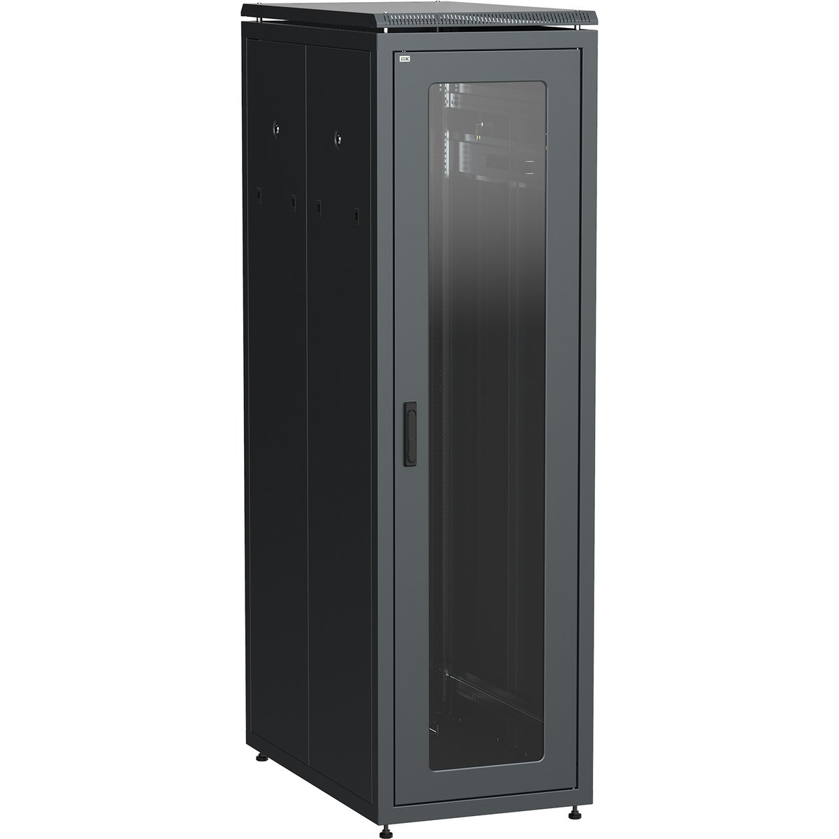 ITK LINEA N Шкаф напольный сетевой 19" 47U 800х1000мм стеклянная передняя дверь задняя металлическая черный